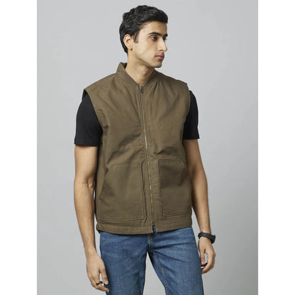 Olive Solid Cotton Jacket