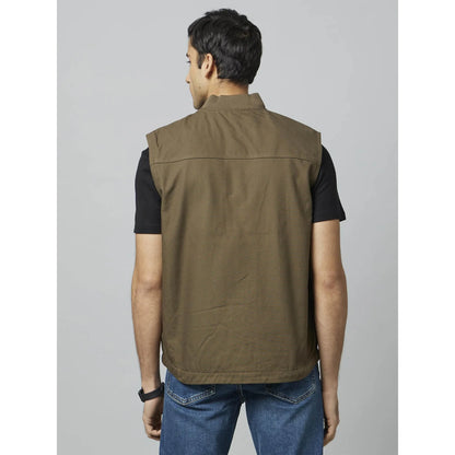 Olive Solid Cotton Jacket