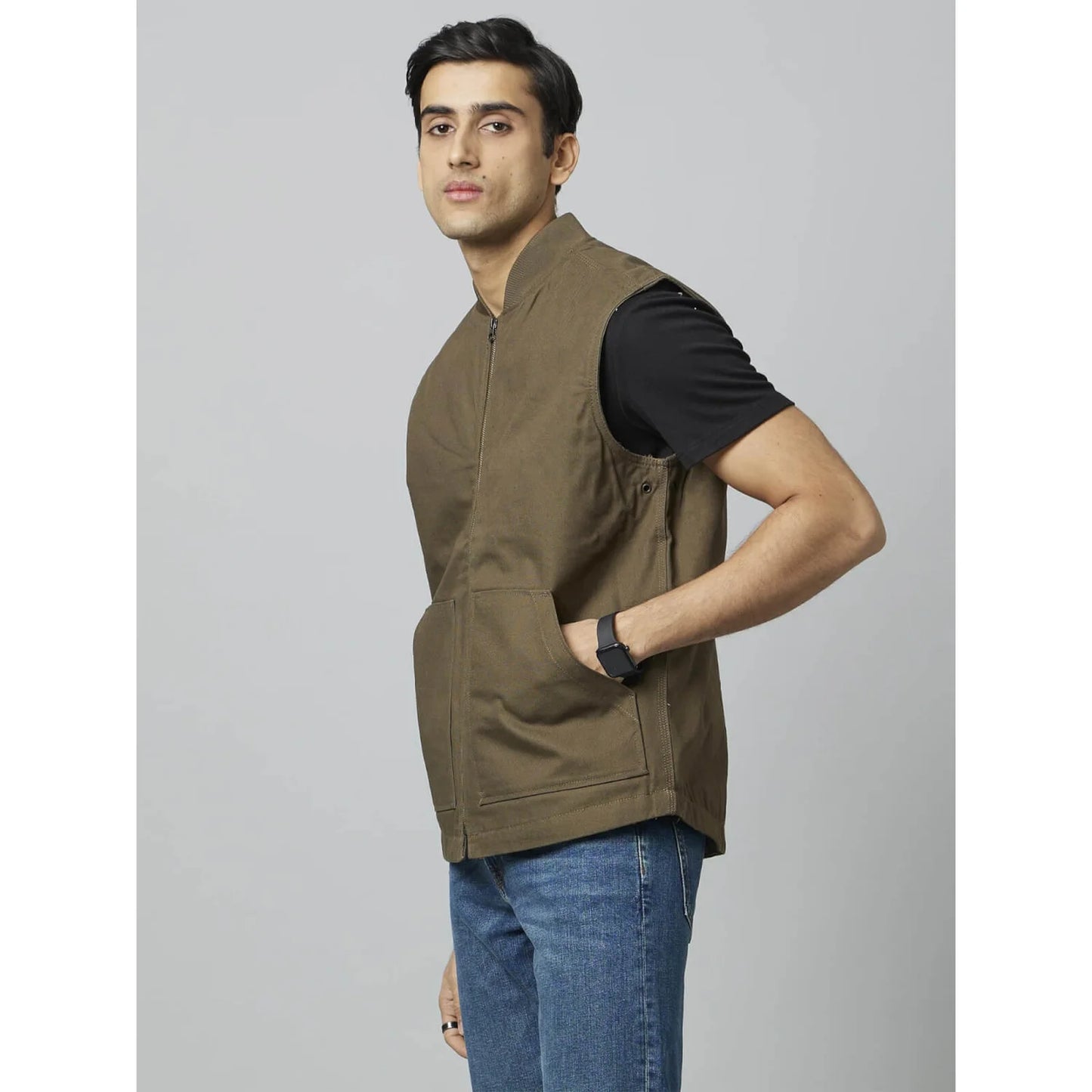 Olive Solid Cotton Jacket