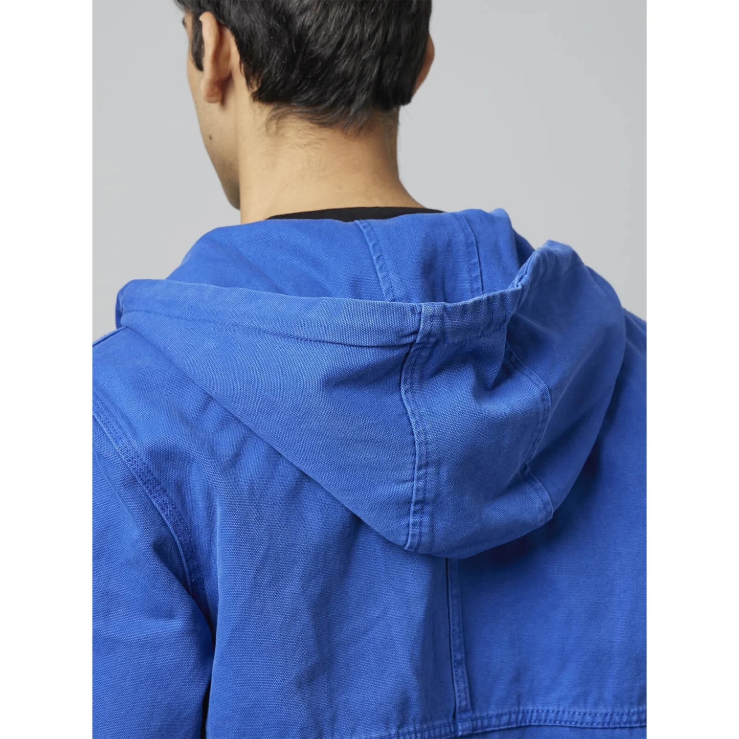 Blue Solid Cotton Jacket