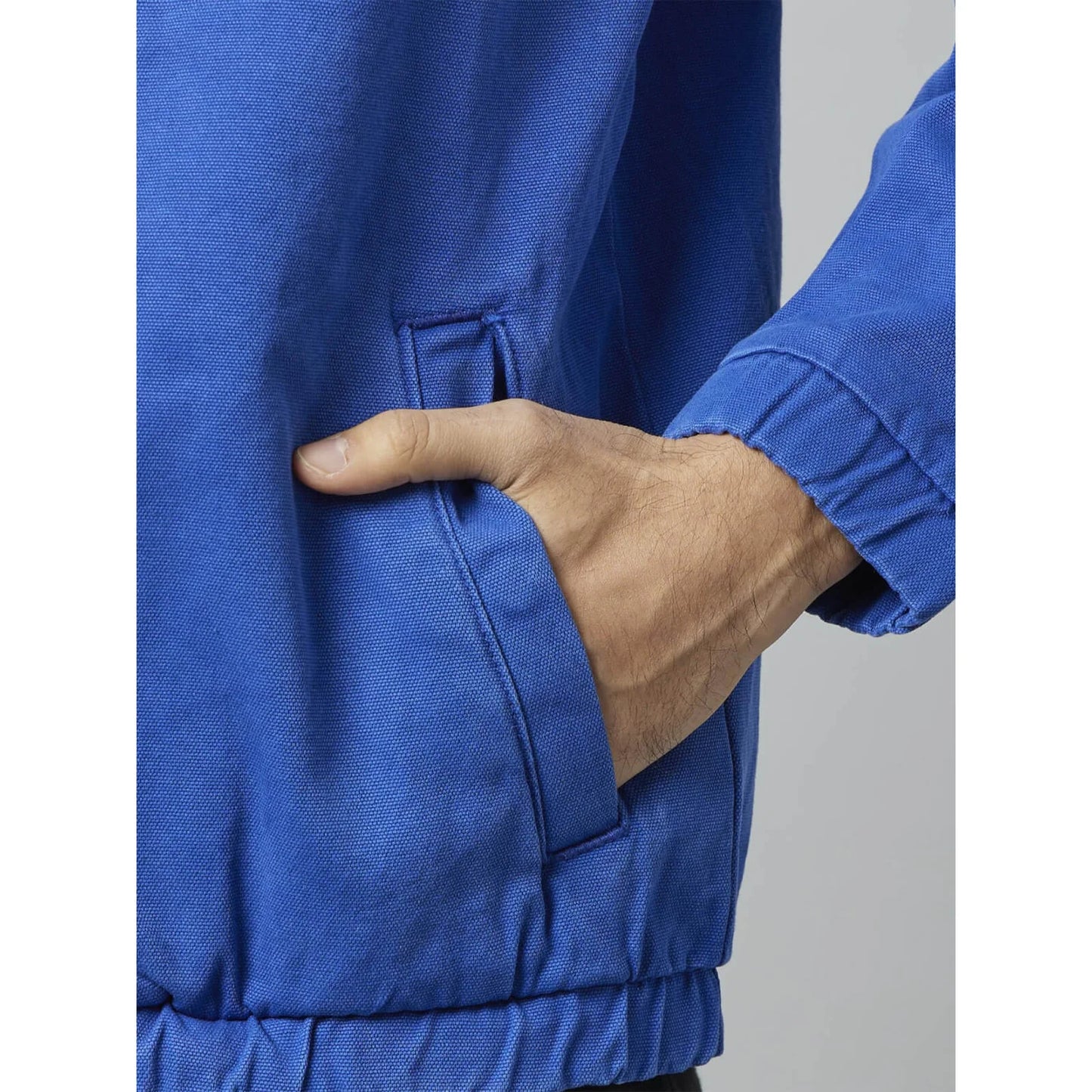 Blue Solid Cotton Jacket