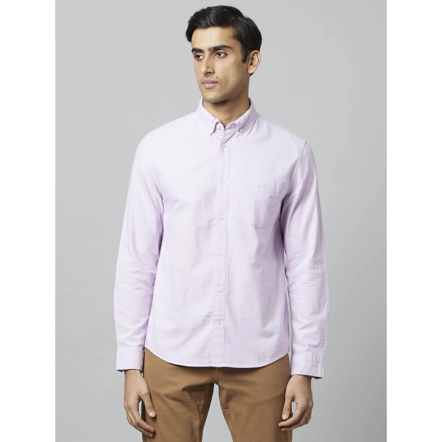 Lavender Solid Cotton Shirt