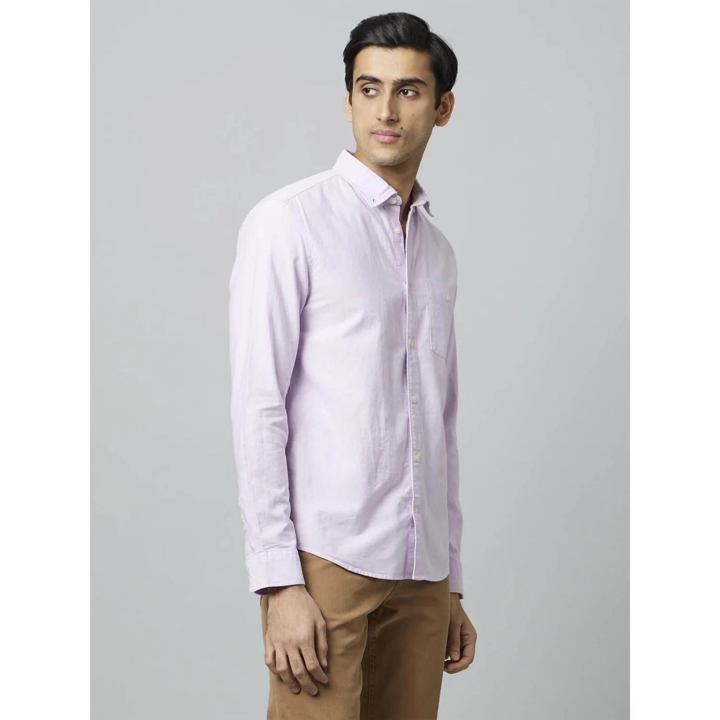 Lavender Solid Cotton Shirt