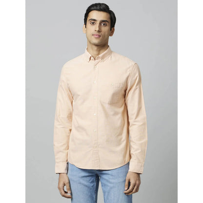 Peach Solid Cotton Shirt