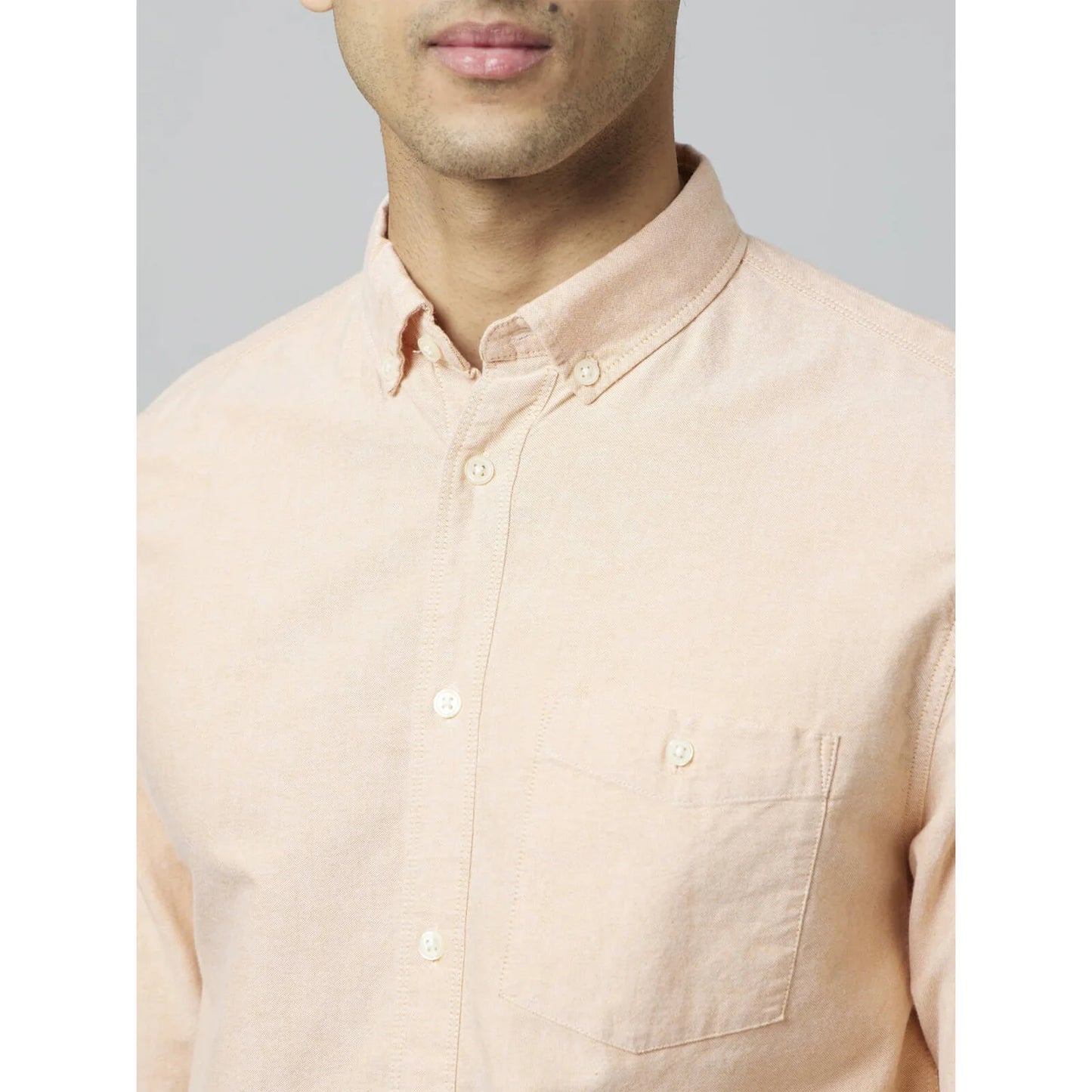 Peach Solid Cotton Shirt