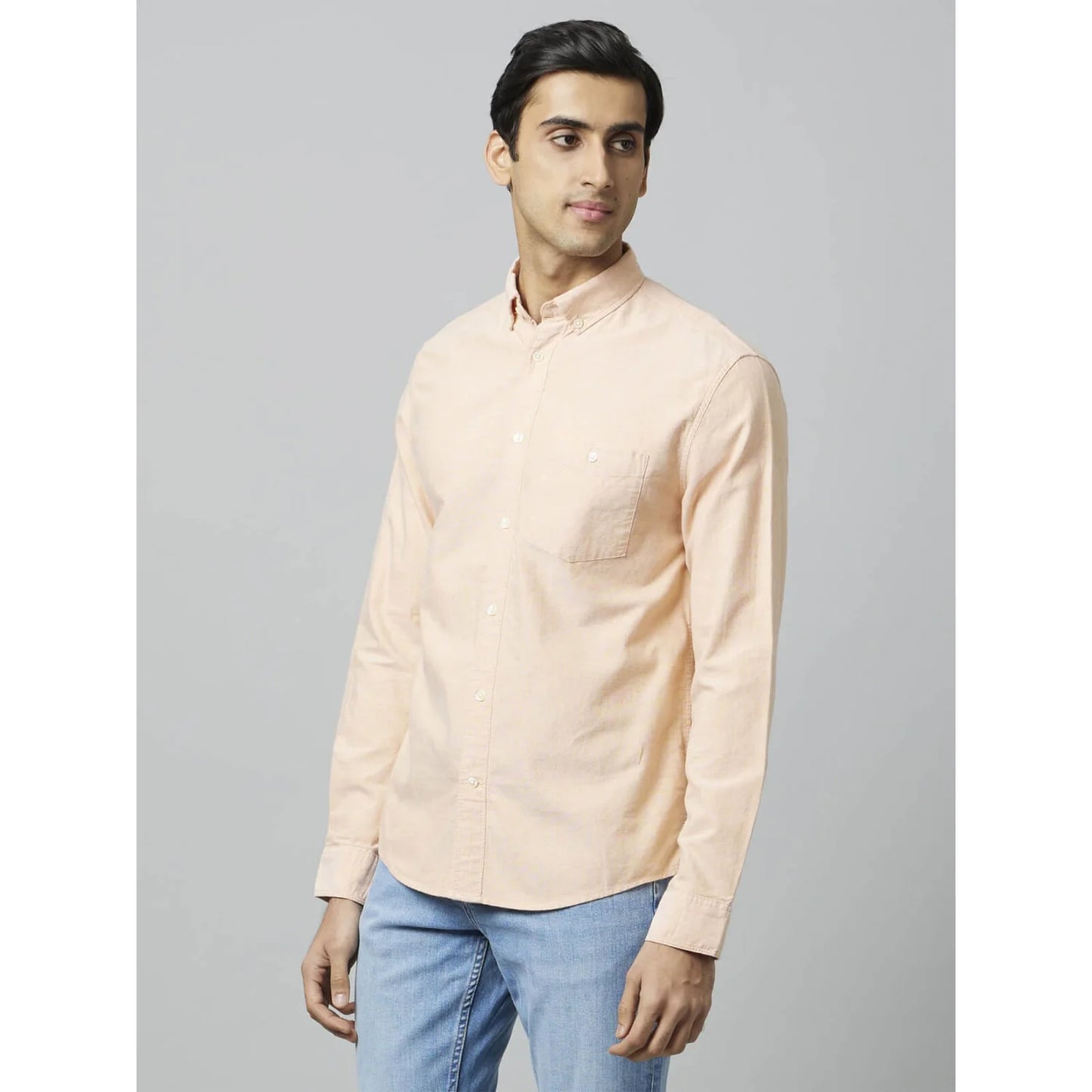 Peach Solid Cotton Shirt