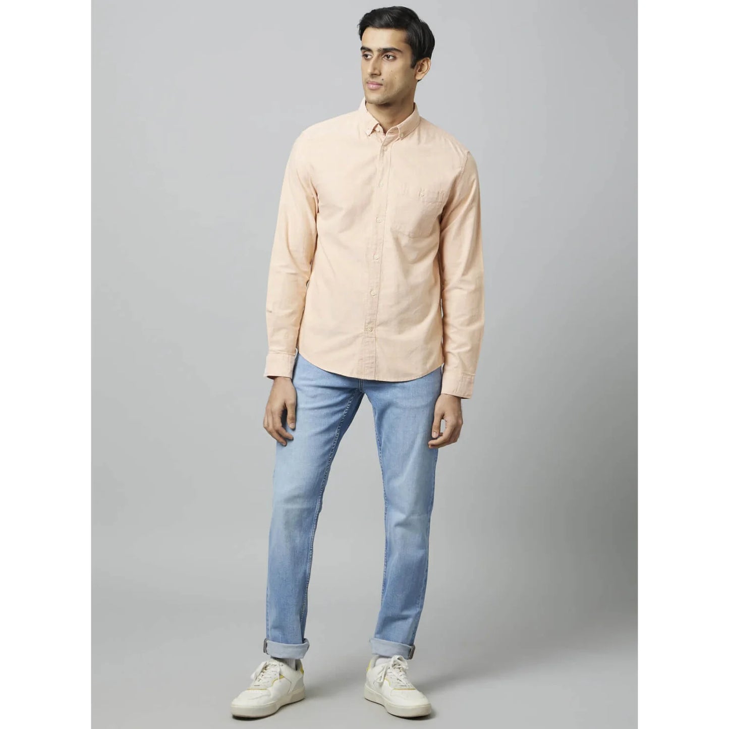 Peach Solid Cotton Shirt