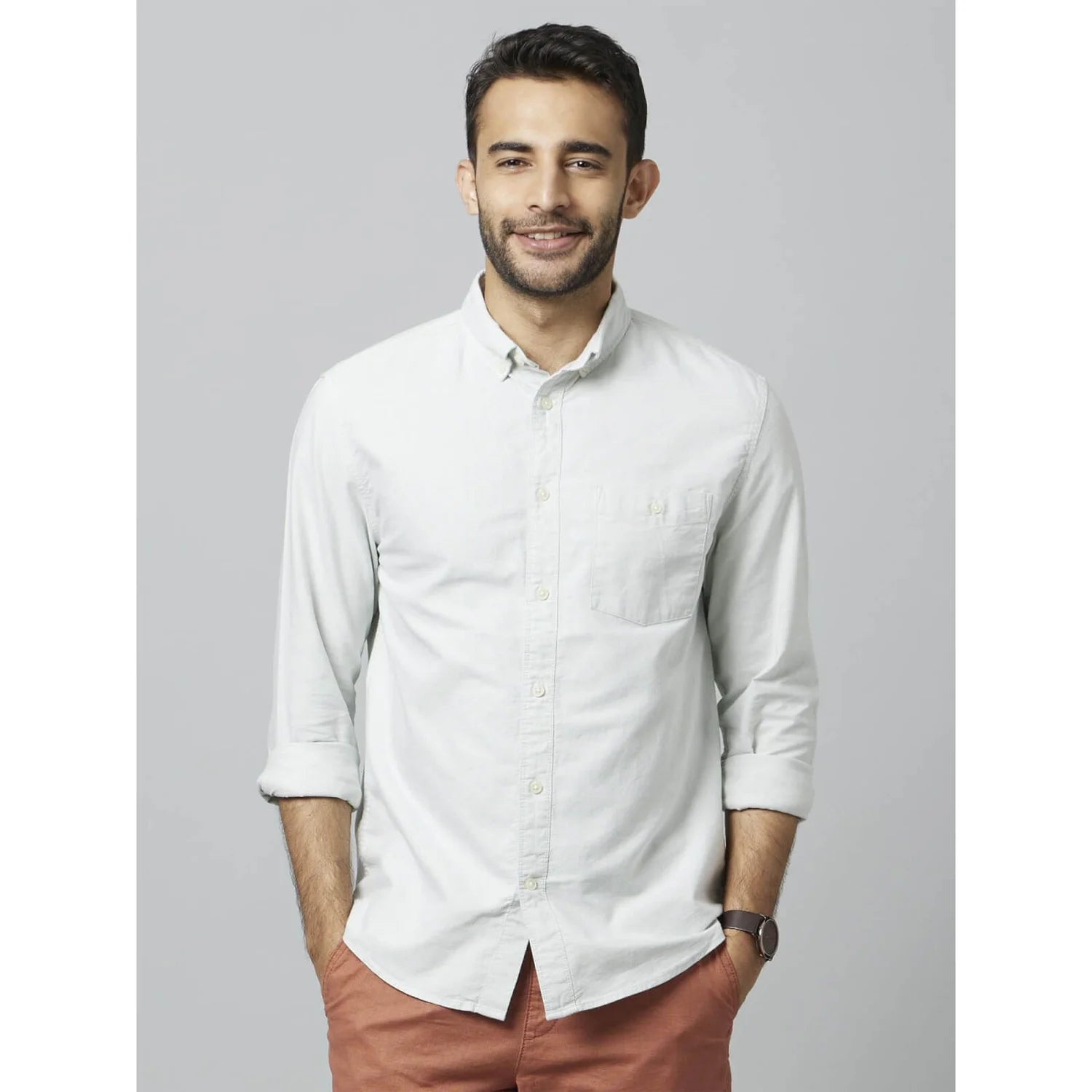 White Solid Cotton Shirt