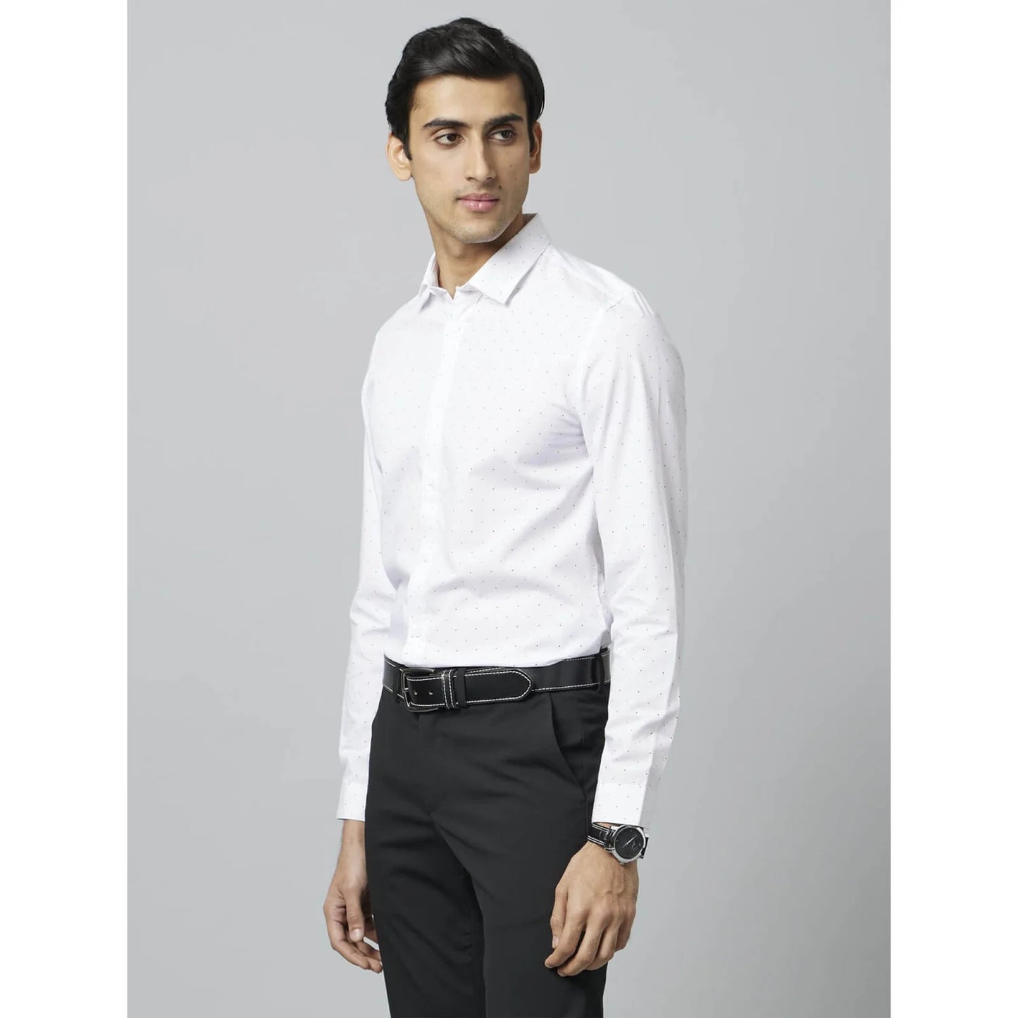 White Pin-Dot Cotton Shirt