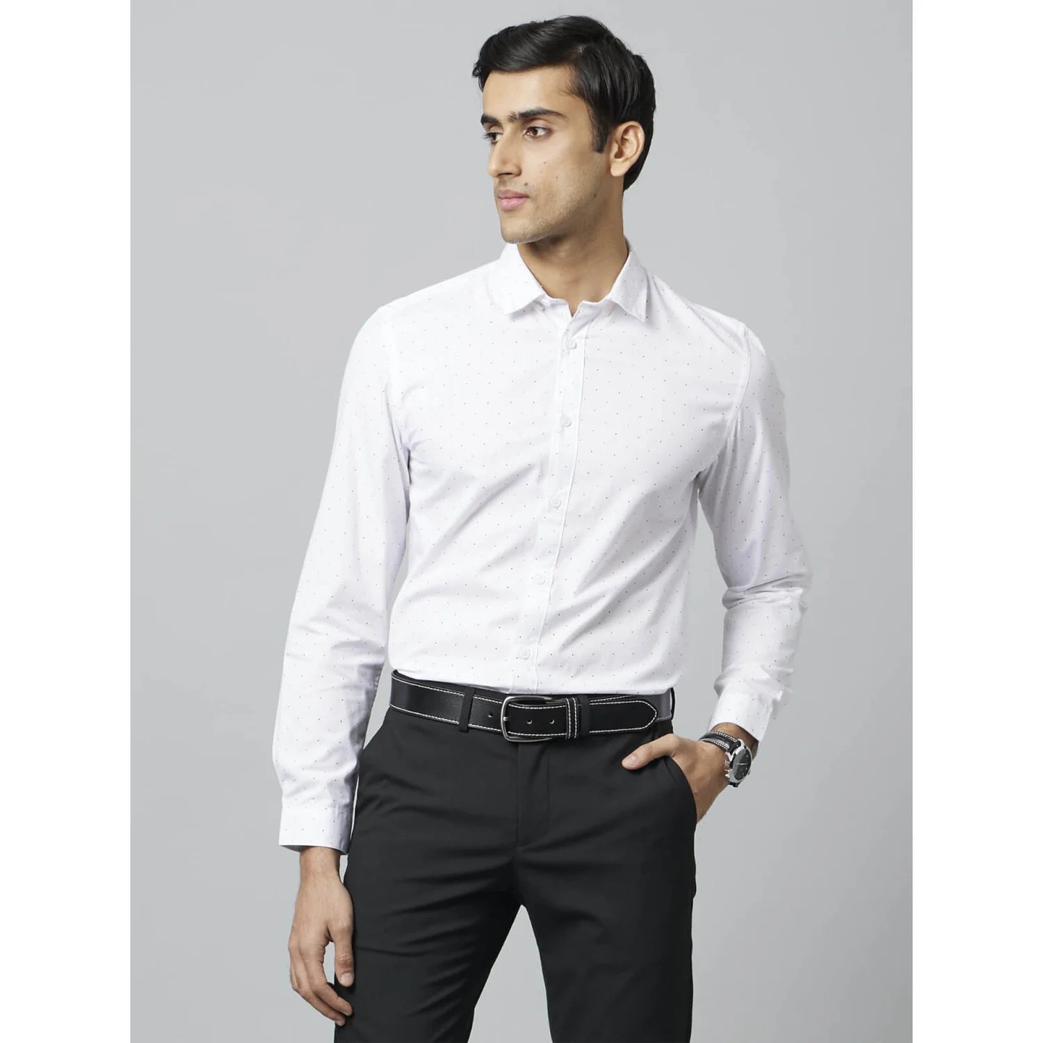 White Pin-Dot Cotton Shirt