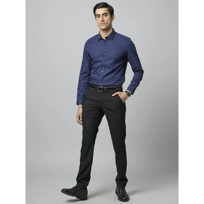 Navy Blue Pin-Dot Cotton Shirt