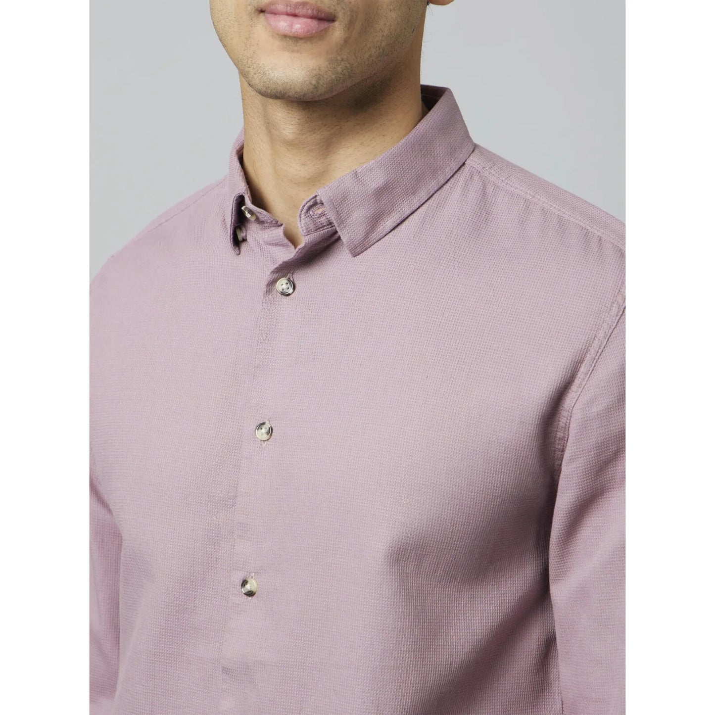 Pink Solid Cotton Shirt