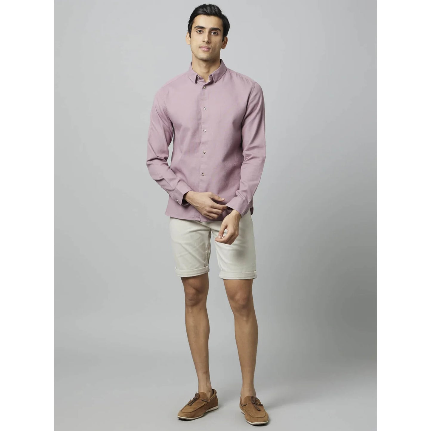 Pink Solid Cotton Shirt