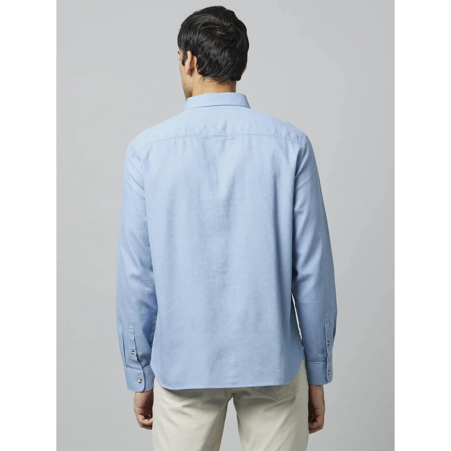 Blue Solid Cotton Shirt