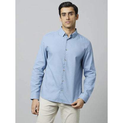 Blue Solid Cotton Shirt