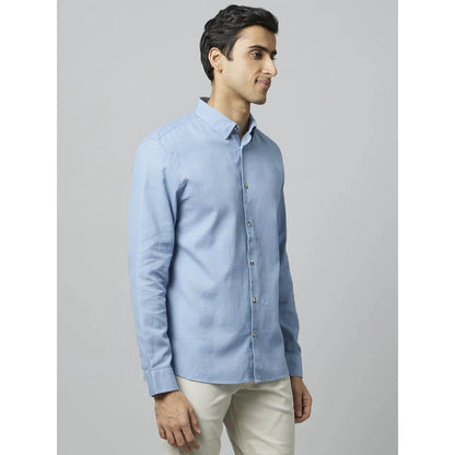 Blue Solid Cotton Shirt