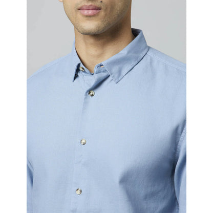 Blue Solid Cotton Shirt