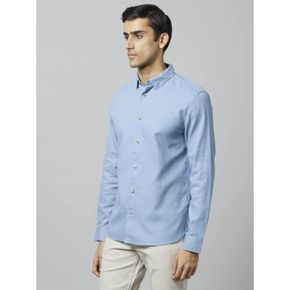 Blue Solid Cotton Shirt