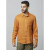 Celio* Solid Regular Fit Linen Orange Shirt