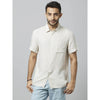 Celio* Solid Regular Fit Linen Off White Shirt