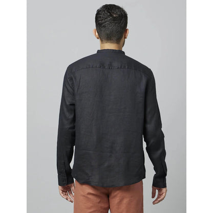 Black Solid Linen Shirt