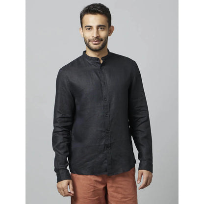 Black Solid Linen Shirt