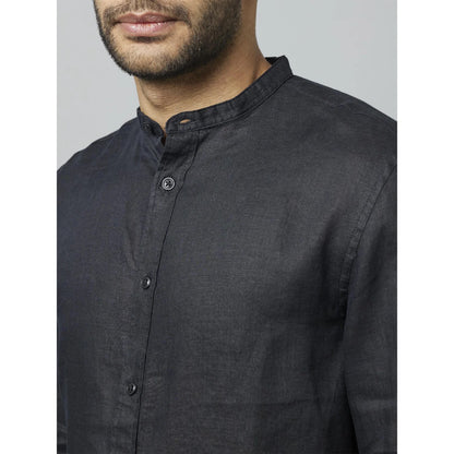 Black Solid Linen Shirt