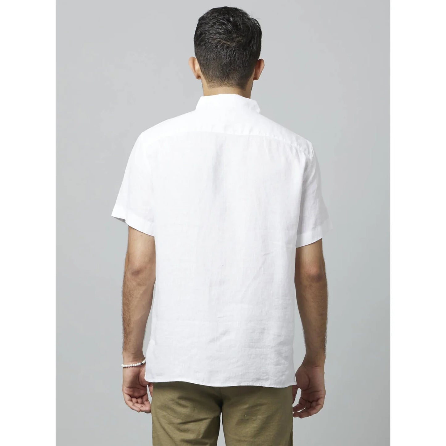 White Solid Linen Shirt