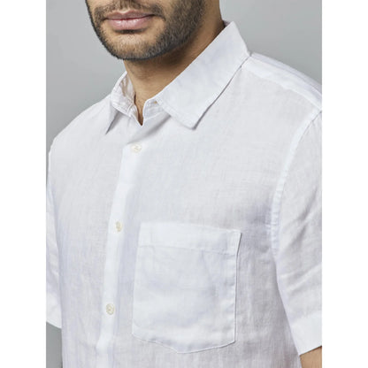 White Solid Linen Shirt