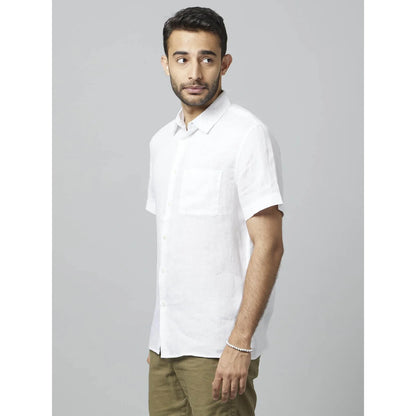 White Solid Linen Shirt