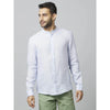 Celio* Solid Regular Fit Linen Light Blue Shirt