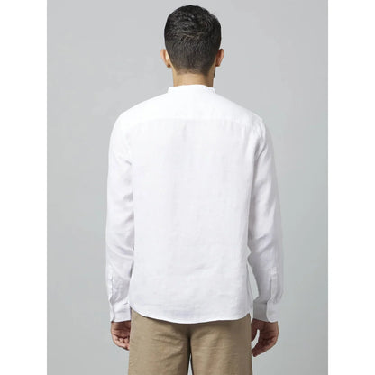 White Solid Linen Shirt