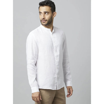 White Solid Linen Shirt