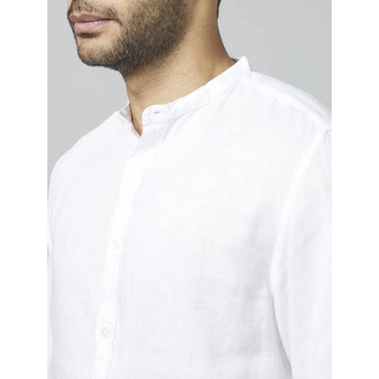 White Solid Linen Shirt