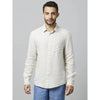 Celio* Solid Regular Fit Linen Off White Shirt