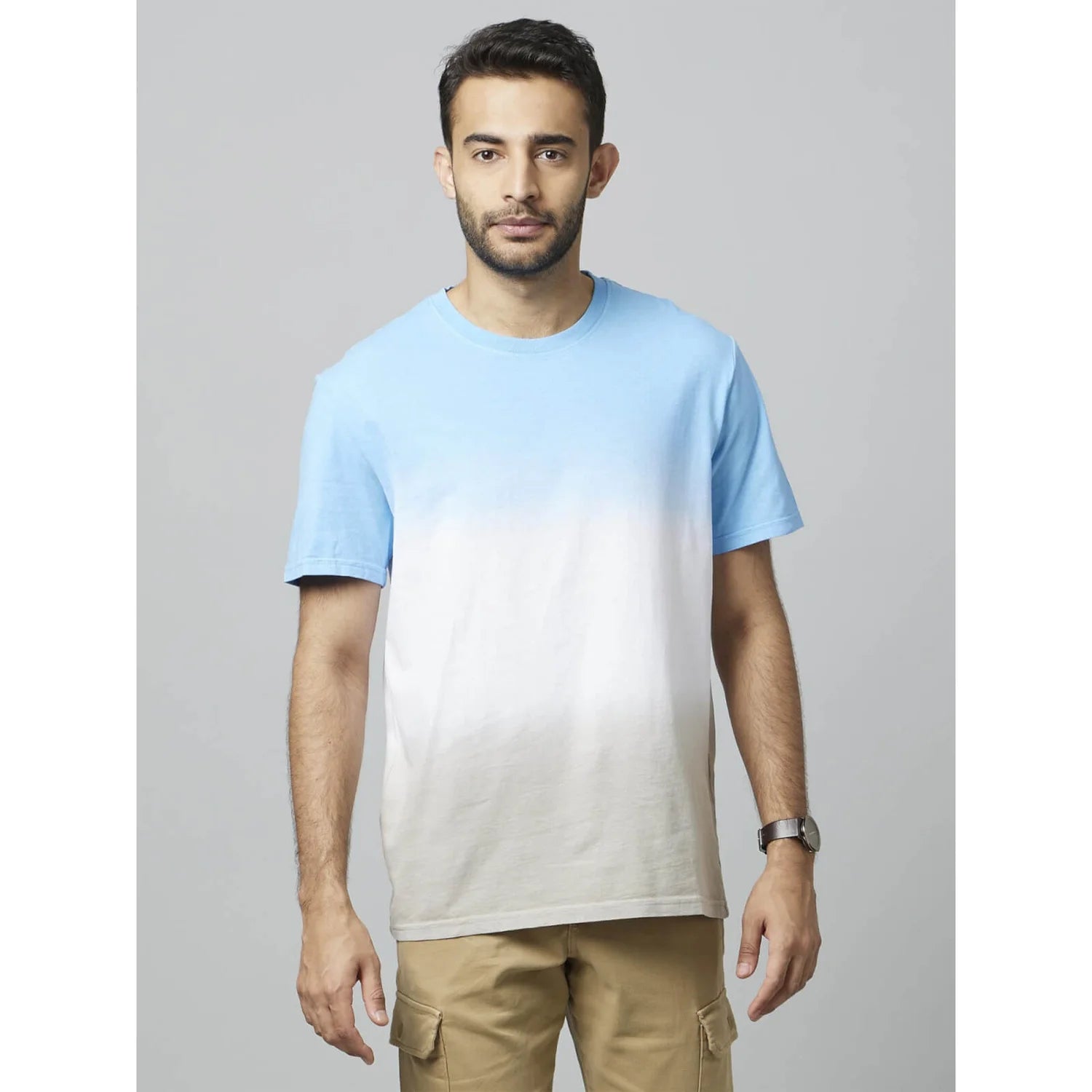 Blue Ombre Cotton T-shirt