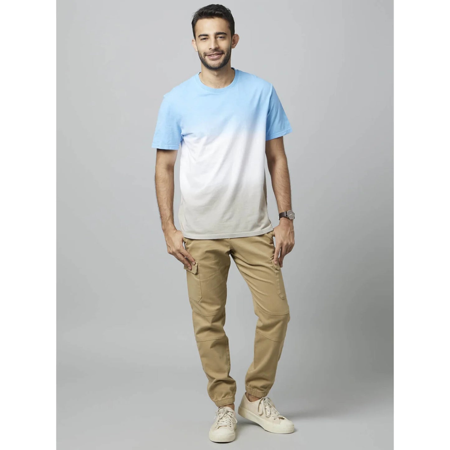 Blue Ombre Cotton T-shirt