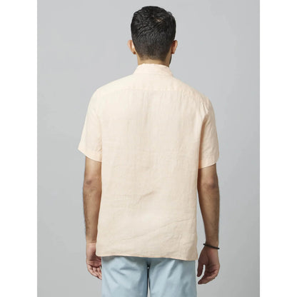 Peach Solid Linen Shirt