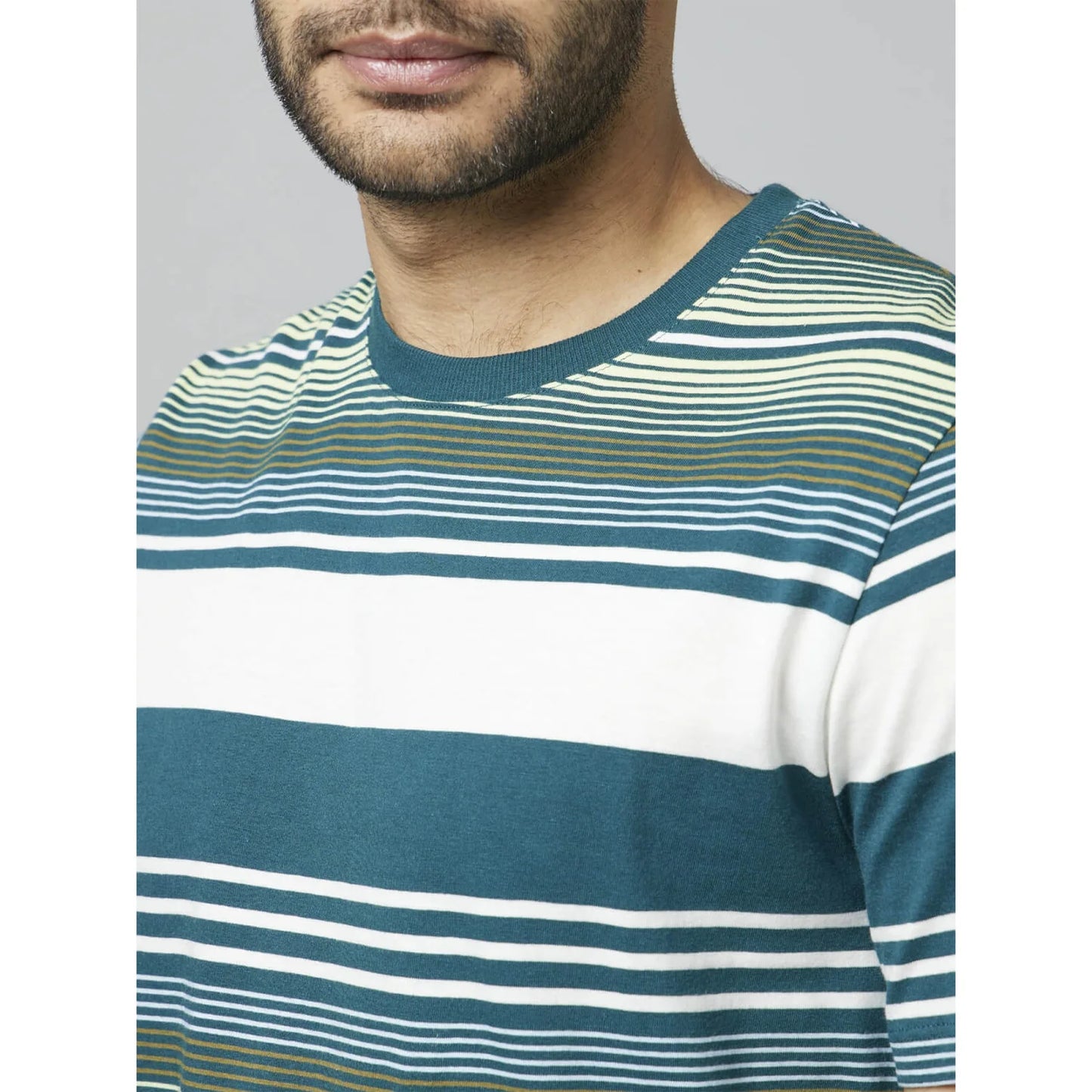 Green Striped Cotton T-shirt