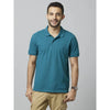 Celio* Solid Regular Fit Cotton Teal T-Shirt
