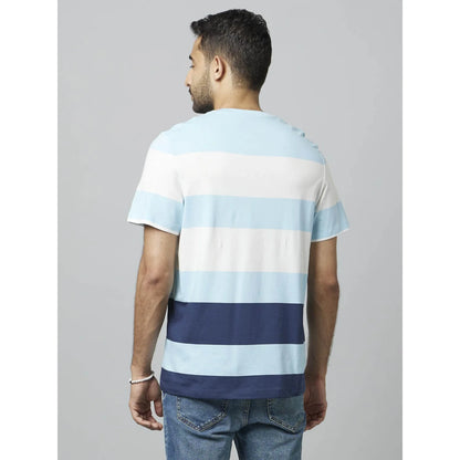 Blue Striped Cotton T-shirt