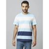 Celio* Striped Regular Fit Cotton Blue T-Shirt