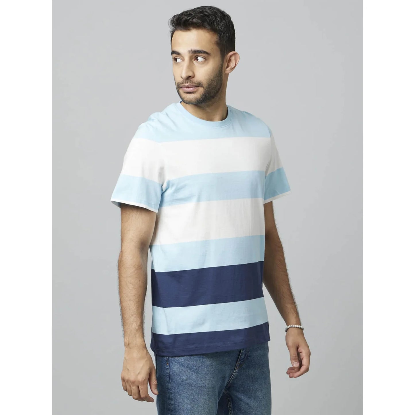 Blue Striped Cotton T-shirt