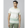 Celio* Striped Regular Fit Cotton Green T-Shirt