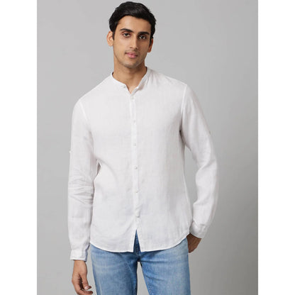 White Solid Linen Shirt