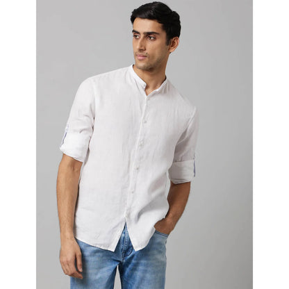 White Solid Linen Shirt