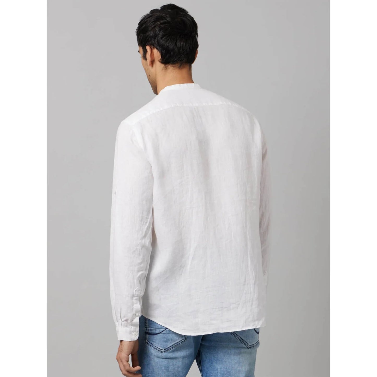 White Solid Linen Shirt