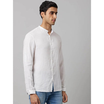 White Solid Linen Shirt