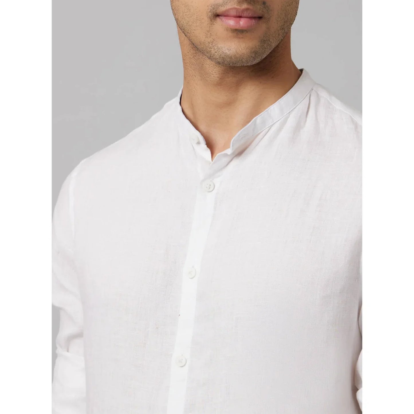 White Solid Linen Shirt