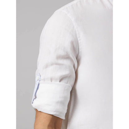 White Solid Linen Shirt